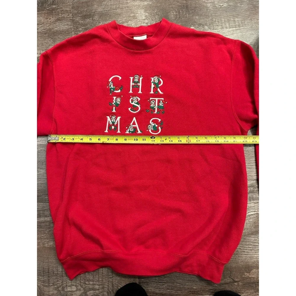 ugly christmas sweater sweatshirt large 90s - Picture 4 of 5